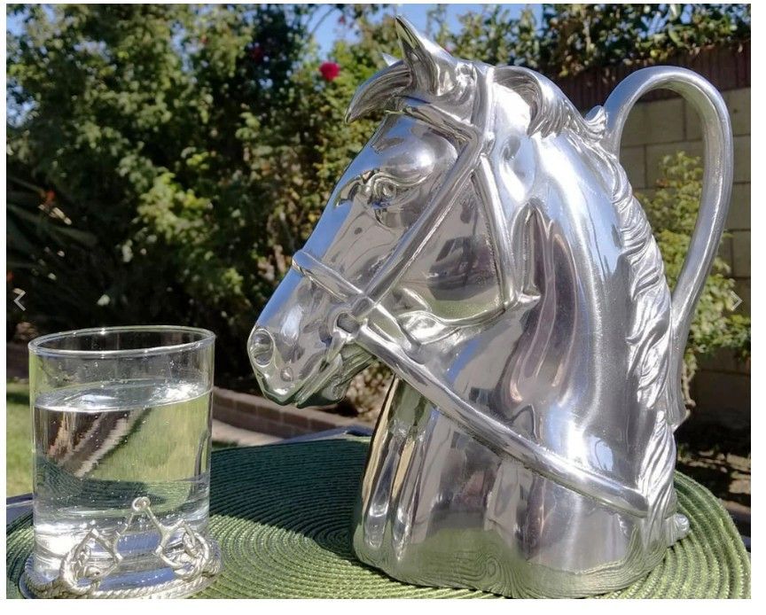Horse Head Polished Aluminum Pitcher by Arthur Court #PP28 Horse Head Polished Aluminum Pitcher by Arthur Court #PP28
