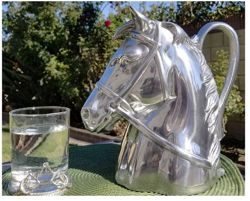 Horse Head Polished Aluminum Pitcher by Arthur Court #PP28
