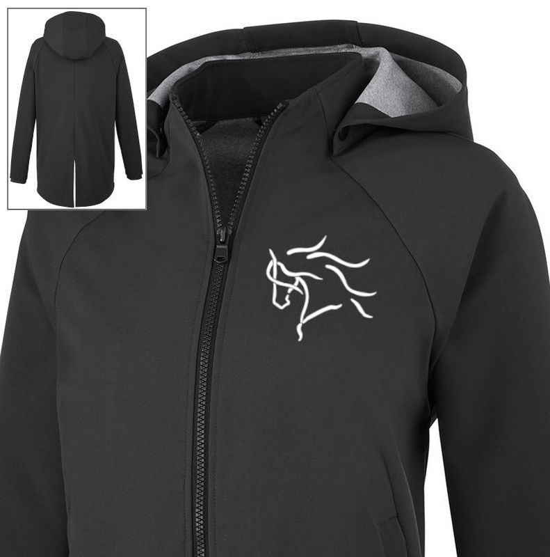 Dream Horse Embroidered  Ladies Hooded Black Rain Jacket​ #A93K Dream Horse Embroidered  Ladies Hooded Black Rain Jacket​ #A93K