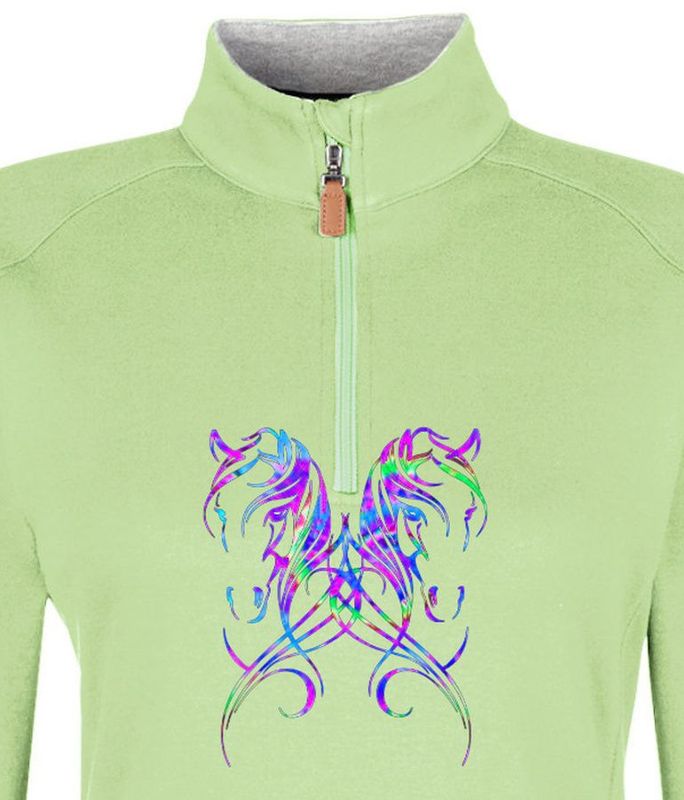 Belleza Duo Horse Art Ladies  Sage 1/4 zip Pullover #A773 Belleza Duo Horse Art Ladies  Sage 1/4 zip Pullover #A773