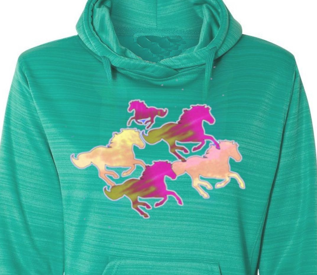Pastel Herd Ladies Striped Comfort Spun Poly Fleece  Jade Hoodie #AM07