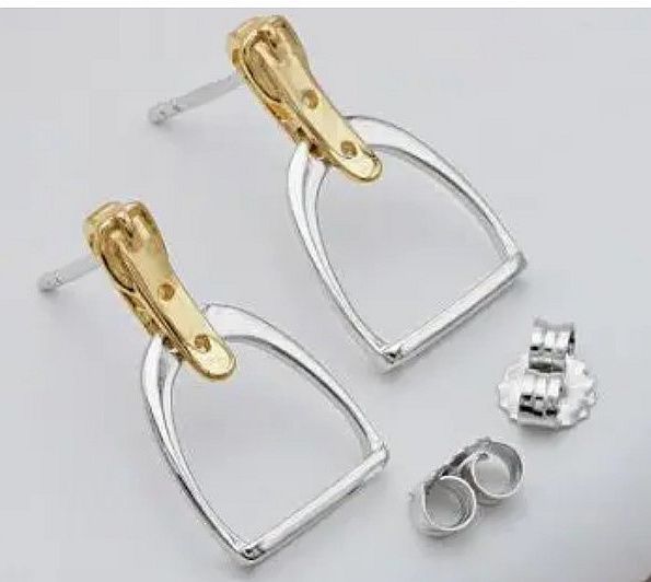 2 Tone English Stirrup & leathers Fashion earrings #4119 2 Tone English Stirrup & leathers Fashion earrings #4119