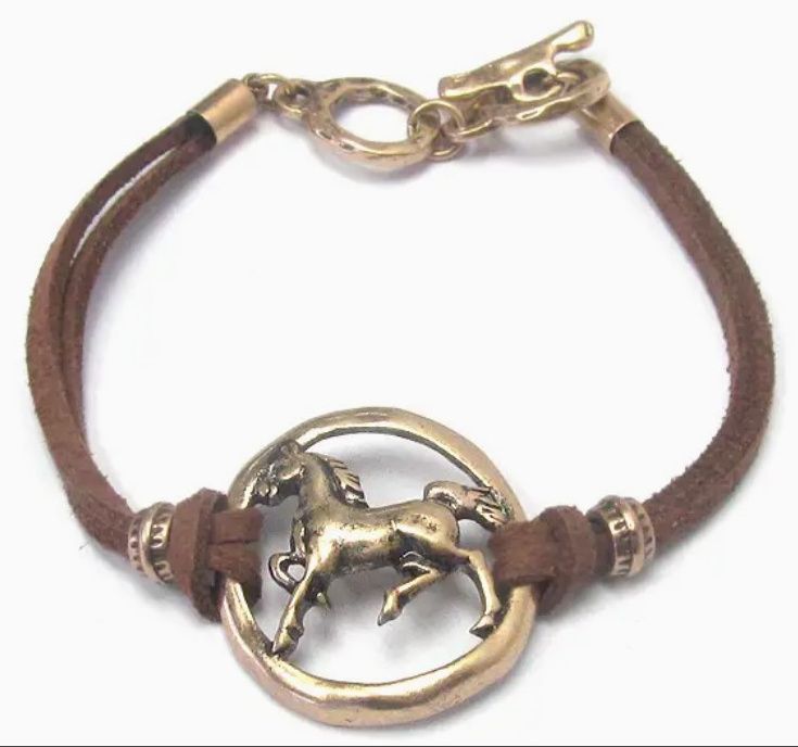 Suede Vintage Look Horse in CIrcle Bracelet #491P Suede Vintage Look Horse in CIrcle Bracelet #491P
