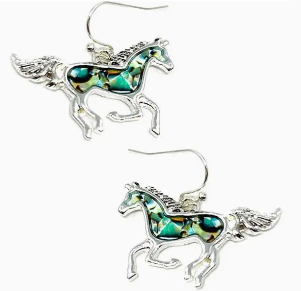 Abalone Running Horse Fashion Hook earrings