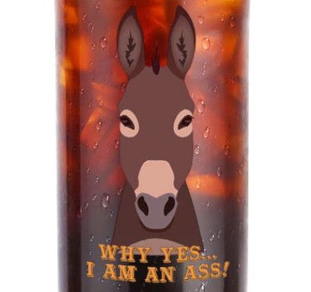 16 OZ 16 OZ " Why yes, I am an Ass" glass tumbler with Bamboo lid and glass straw A80GT