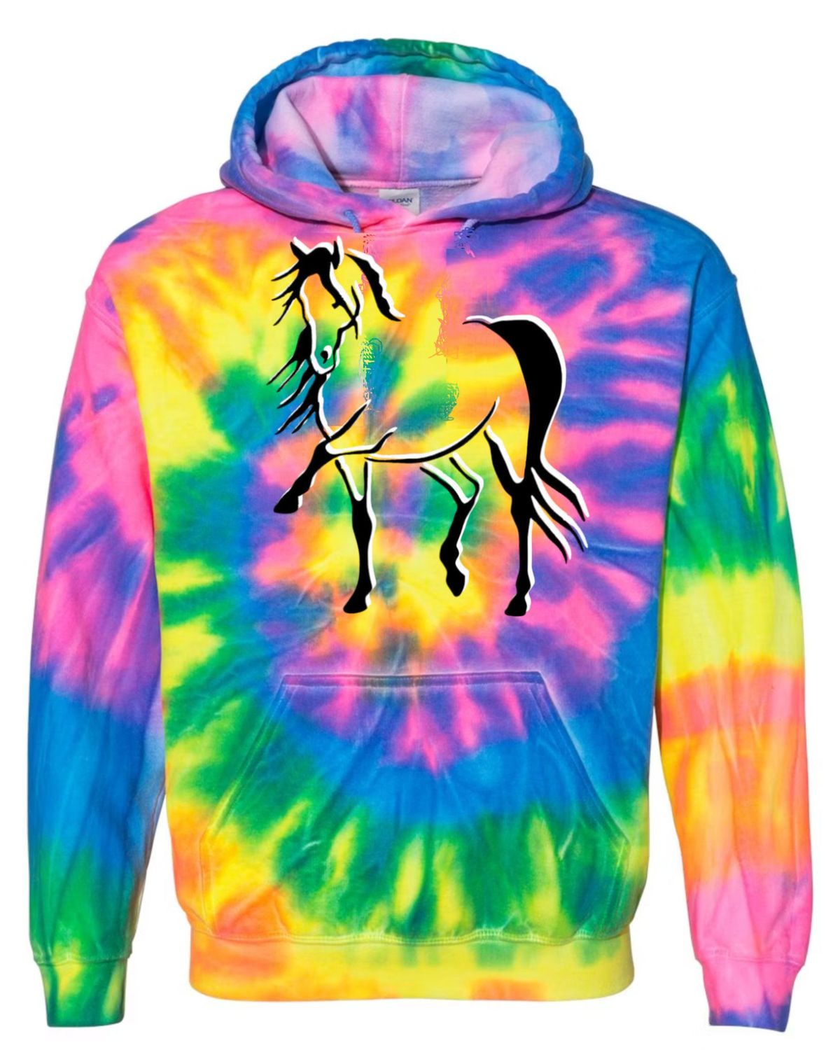 Destina Horse Art Tie-dyed Neon Adult Tee Shirt & Hoodie #A97PH Destina Horse Art Tie-dyed Neon Adult Tee Shirt & Hoodie #A97PH