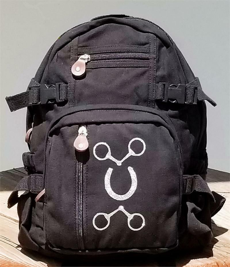 Glitter Horseshoe & Snaffles Explorer 18 Glitter Horseshoe & Snaffles Explorer 18"&15" Burly Canvas Black Backpack #AK29