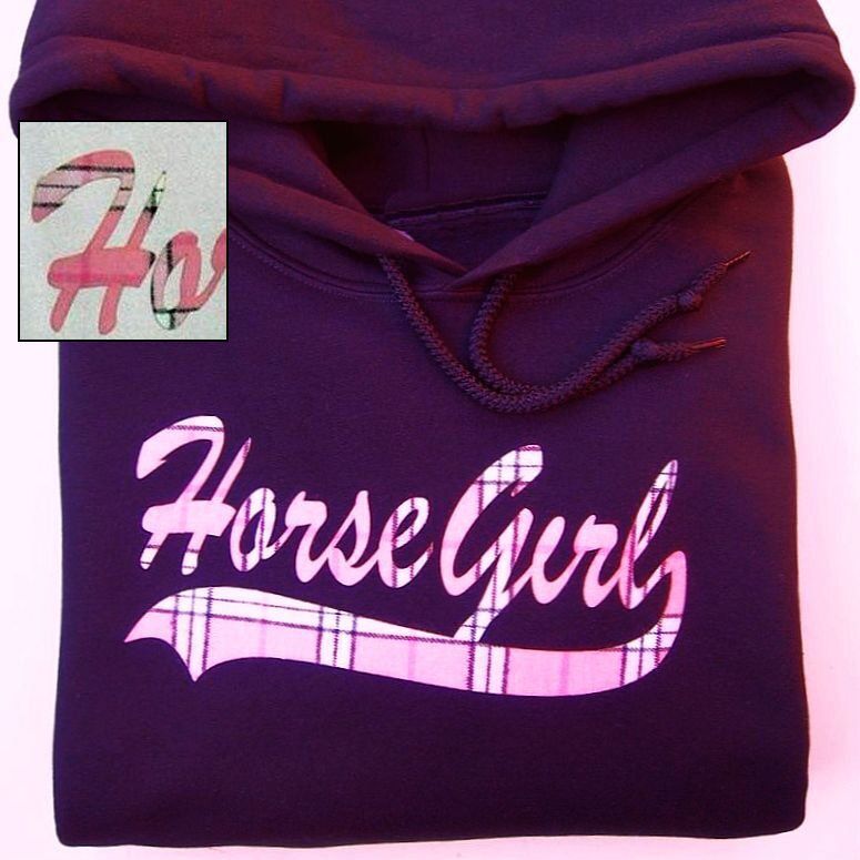 Horse Girl Applique Adult Sweatshirt & Hoodie # A916 Horse Girl Applique Adult Sweatshirt & Hoodie # A916