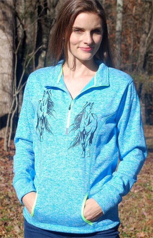 Fiorenza Horse Art Ladies Comfort Spun Poly Fleece 1/4 ZIP #AM07