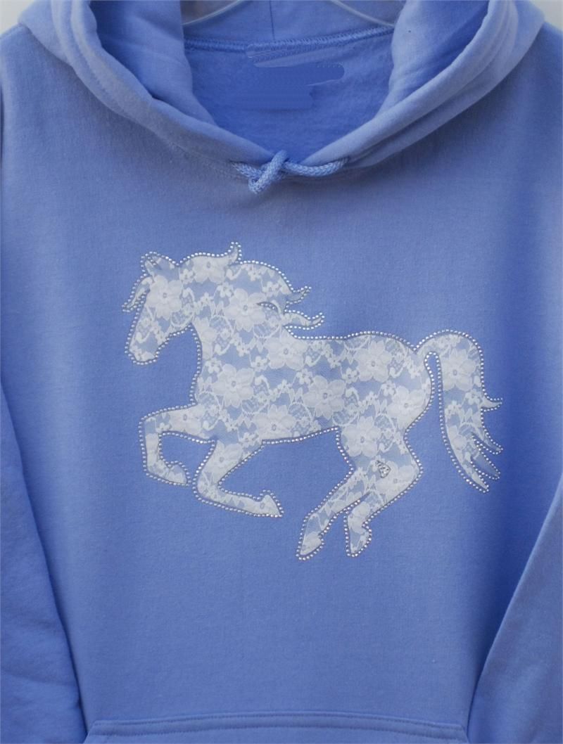Floral Laced Running Horse Applique Tee, Sweat & Hoodie # ATC9 Floral Laced Running Horse Applique Tee, Sweat & Hoodie # ATC9