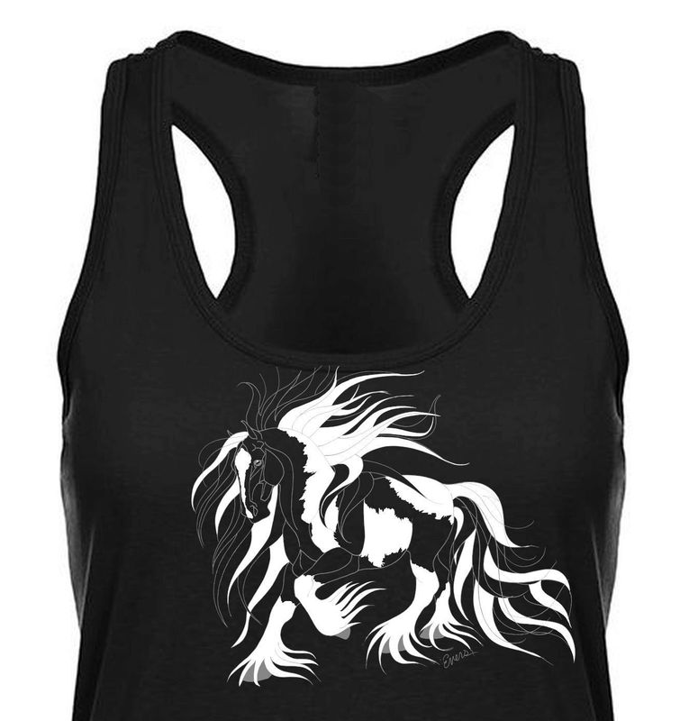 Gypsy Vanner Horse Art Ladies Comfy Racerback Tank #ATR4 Gypsy Vanner Horse Art Ladies Comfy Racerback Tank #ATR4
