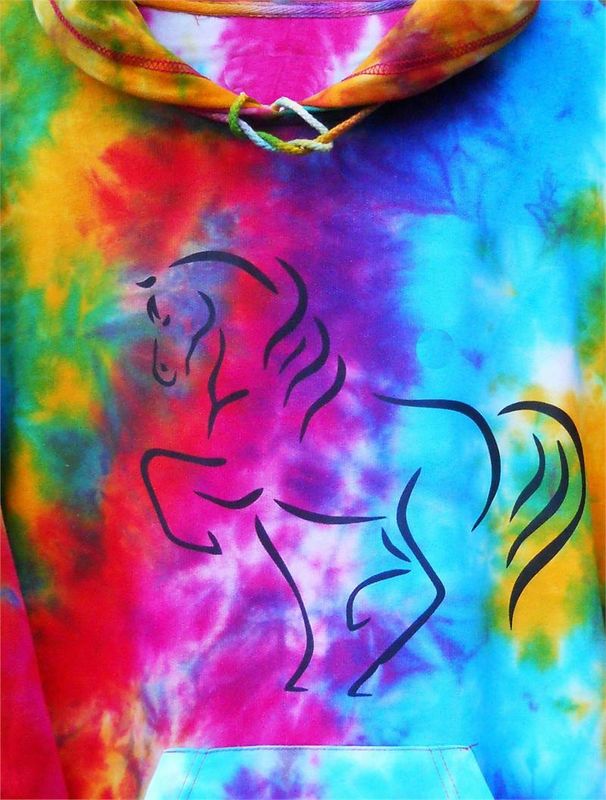 Maestro Horse Art Multi-Colored Tie-Dyed Tee & Hoodie #A302TD Maestro Horse Art Multi-Colored Tie-Dyed Tee & Hoodie #A302TD