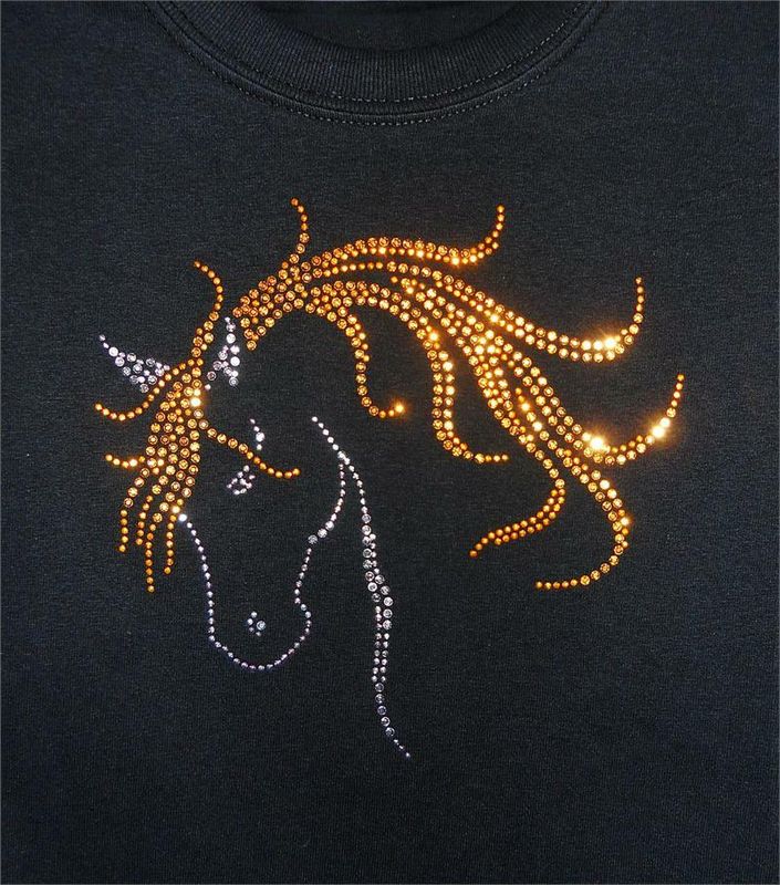 Valentino Horse Silver & Gold Rhinestudded Tee- Sweatshirt & Hoodie #A97R Valentino Horse Silver & Gold Rhinestudded Tee- Sweatshirt & Hoodie #A97R