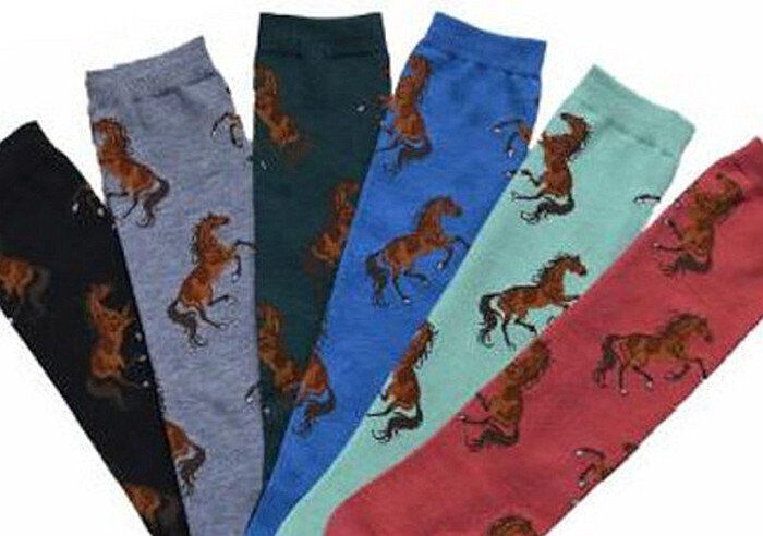 Pretty Trotting Bay Horse Adult Knee High Socks #AW 223 Pretty Trotting Bay Horse Adult Knee High Socks #AW 223