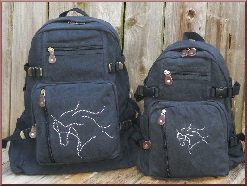 Dream Horse Explorer Rhinestudded 18 Dream Horse Explorer Rhinestudded 18" or 15" Burly Canvas Black Backpack # A720BK