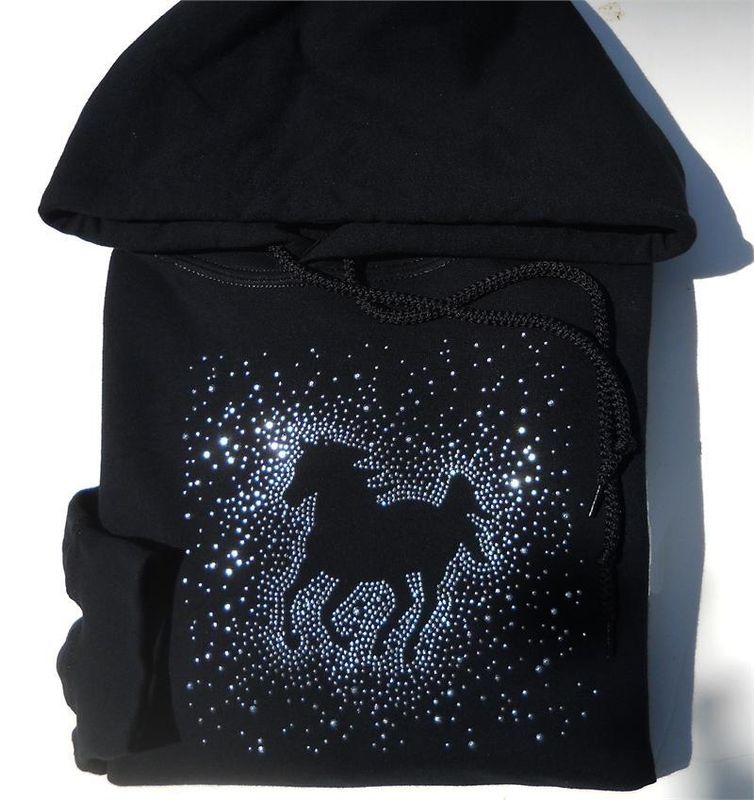 Glitter Galloping Rhinestudded Black Tee- Sweatshirt & Hoodie #AG24 Glitter Galloping Rhinestudded Black Tee- Sweatshirt & Hoodie #AG24