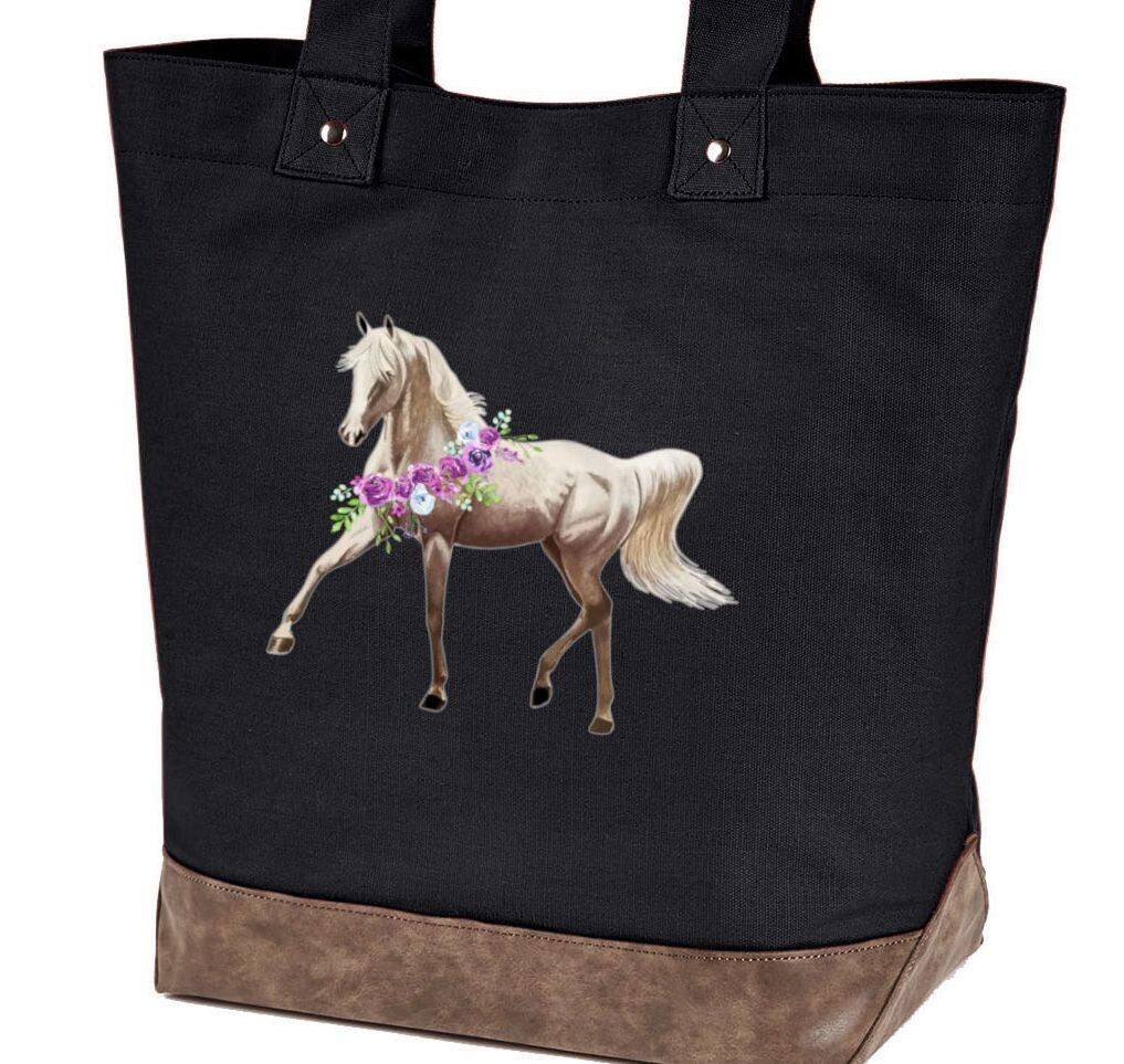 Charisma Arabian Floral Prancer Canvas Tote #A742TB