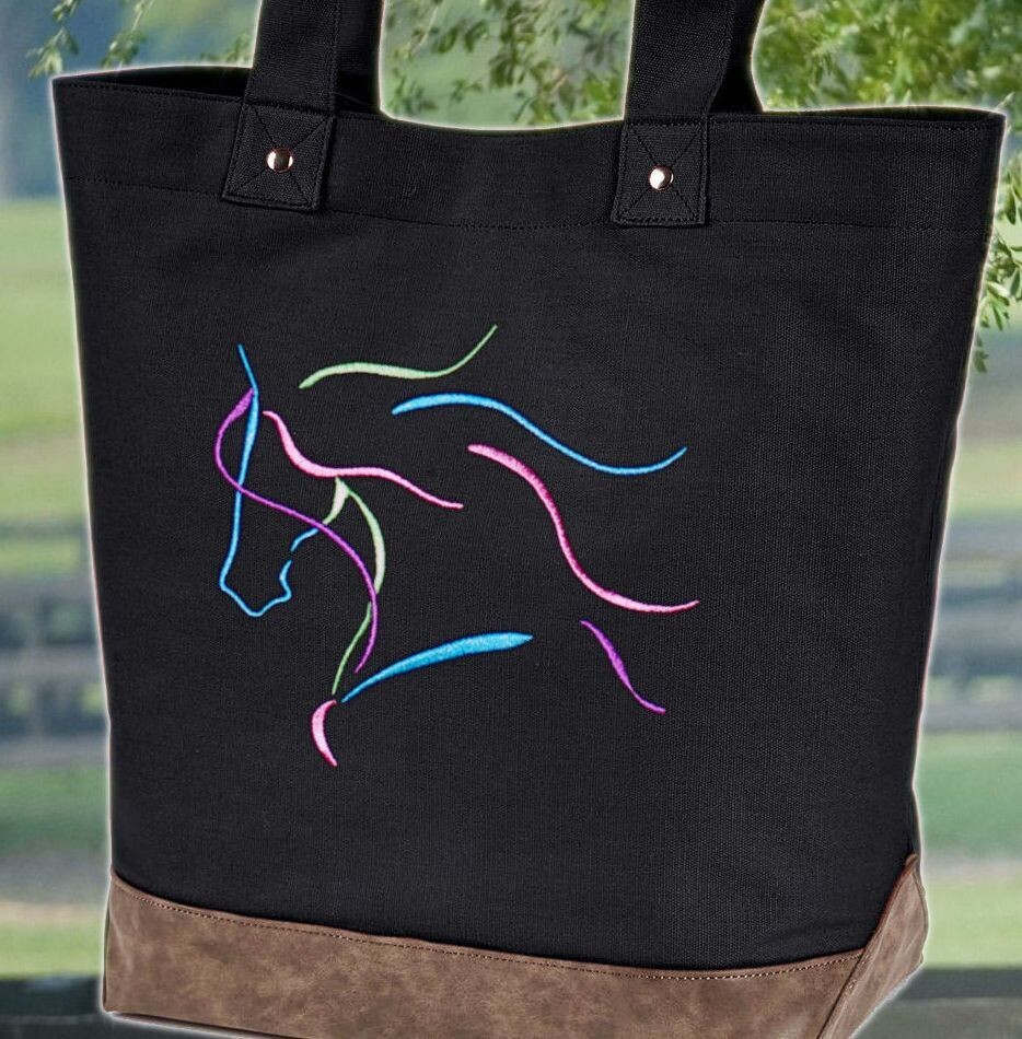 Dream Horse Embroidered Multi-color   15” Voyager  Tote Bag  #AT5B