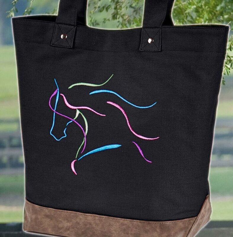 Dream Horse Embroidered Multi-color   15” Voyager  Tote Bag  #AT5B