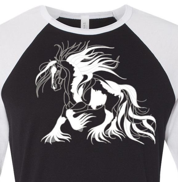 Gypsy Vanner 3/4 Sleeve Unisex RaglanTee #AT3B Gypsy Vanner 3/4 Sleeve Unisex RaglanTee #AT3B