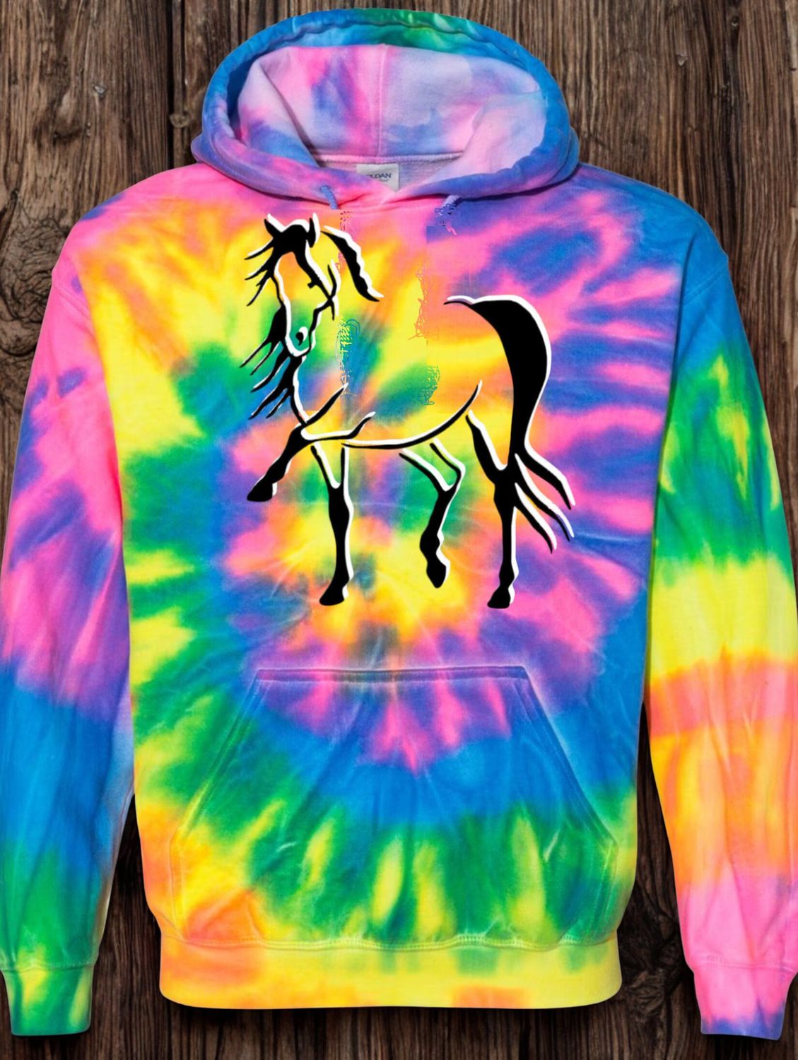 Destina Horse Art Tie-dyed Neon Adult Tee Shirt & Hoodie #A97PH Destina Horse Art Tie-dyed Neon Adult Tee Shirt & Hoodie #A97PH