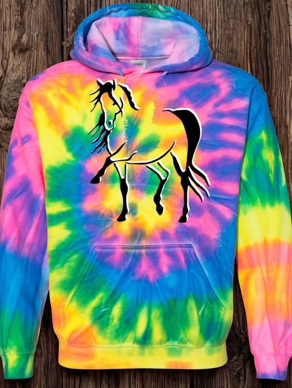 Destina Horse Art Tie-dyed Neon Adult Tee Shirt & Hoodie #A97PH Destina Horse Art Tie-dyed Neon Adult Tee Shirt & Hoodie #A97PH