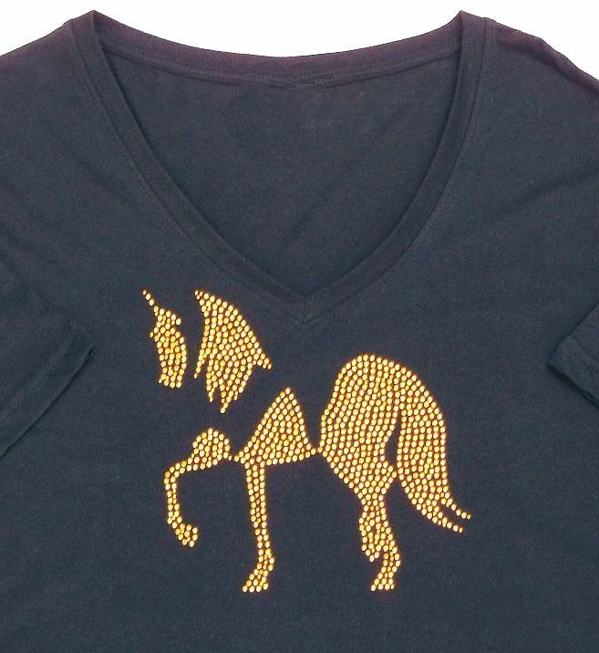 Spirited Horse Rhinestudded Black Tee or Long sleeve #A707 Spirited Horse Rhinestudded Black Tee or Long sleeve #A707