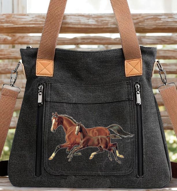 Classic Mare & Foal VIntage Art 11.5 Classic Mare & Foal VIntage Art 11.5" Canvas Tote Bag #AC31