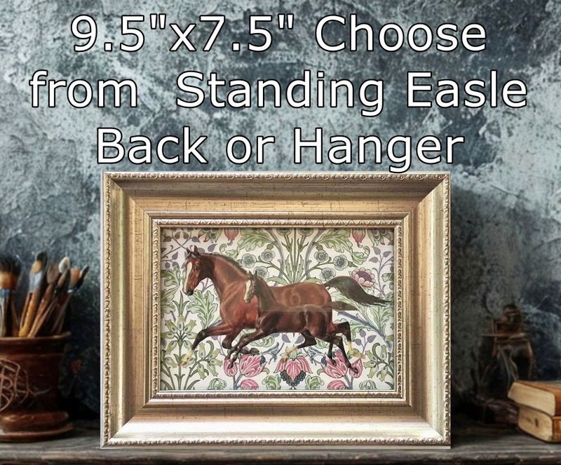 Vintage Style Mare and Foal w/Floral art Framed Print 9.5 Vintage Style Mare and Foal w/Floral art Framed Print 9.5"x7.5" #472BA
