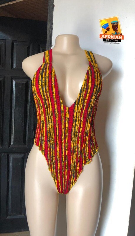RED CANE PRINT SWIMWEAR