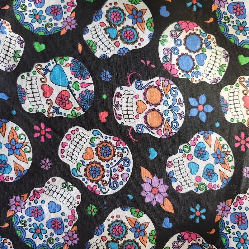 Bright sugar skulls on black