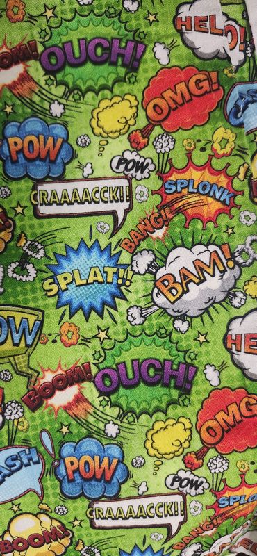 Cartoon words in green(9x 6 1/2" brim)