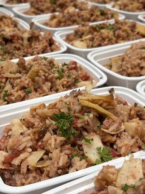 06. Unstuffed Beef Cabbage Roll Casserole with Tomato Sauce, Bacon and Rice