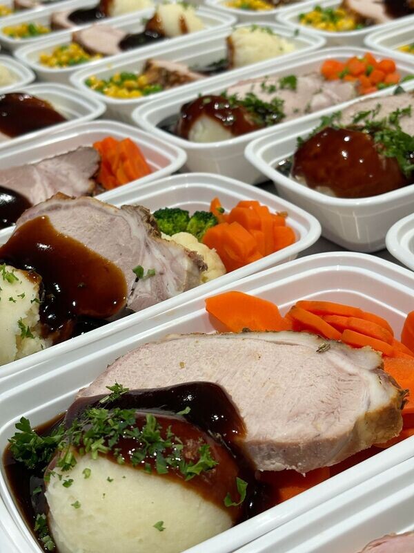04. Pork Roast with Mashed Potatoes, Vegetables &amp; Gravy [GF]