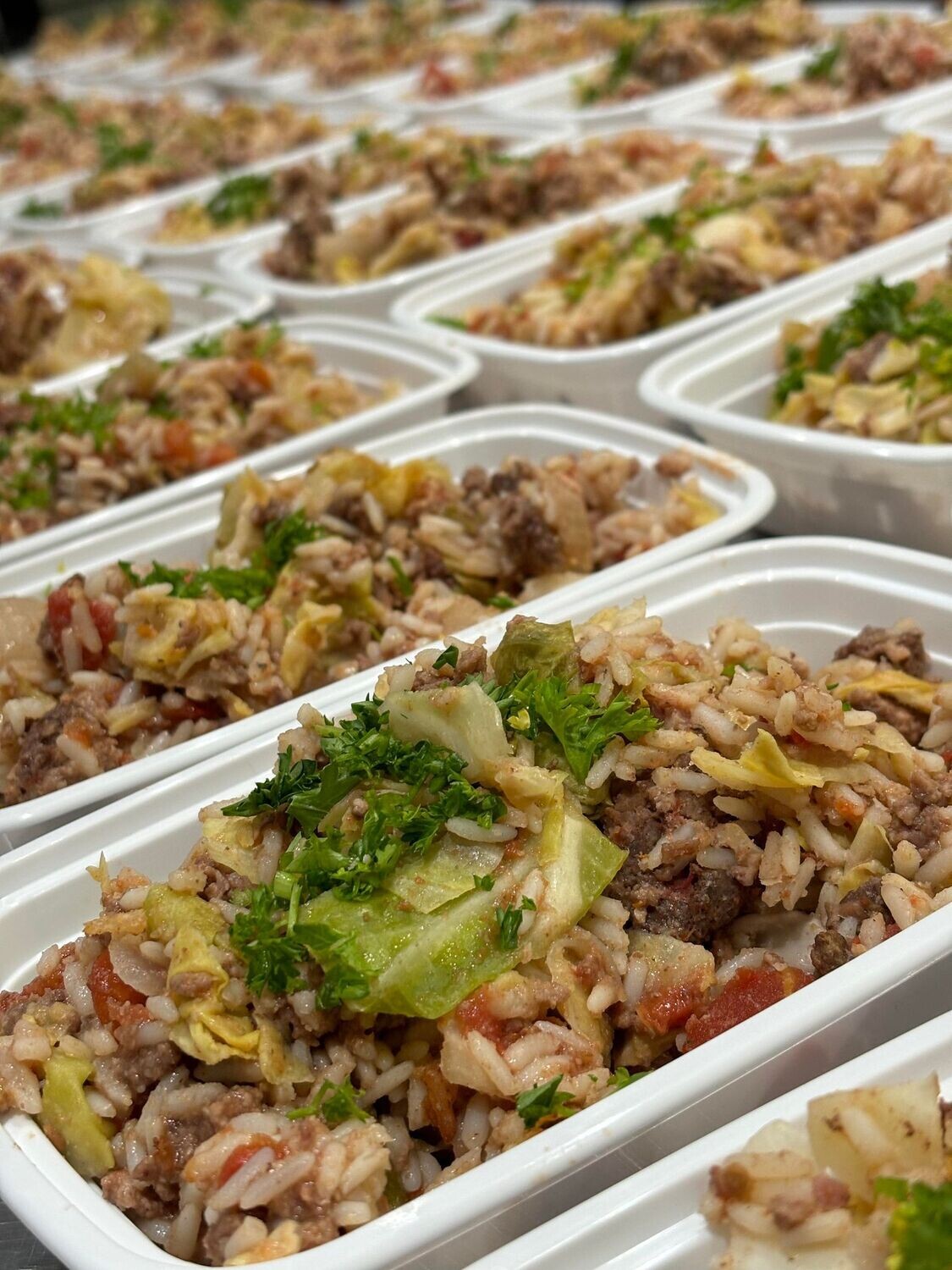 06. Unstuffed Beef Cabbage Roll Casserole with Tomato Sauce, Bacon and Rice