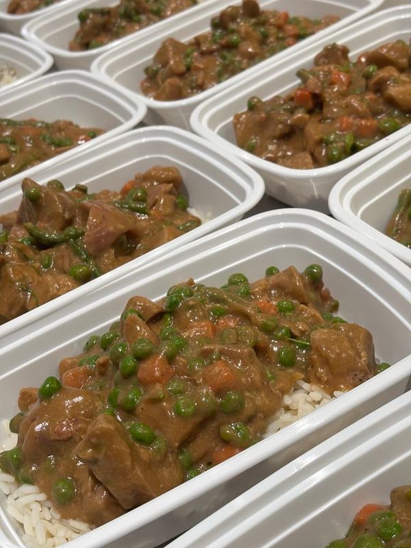 03. Turkey Ragout with Asparagus, Mushrooms, Peas and Rice