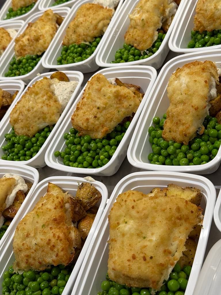 10. Potato Crusted Cod Fillet with Dill Horseradish Sauce Lemon Rosemary Potatoes Minted Crushed Peas