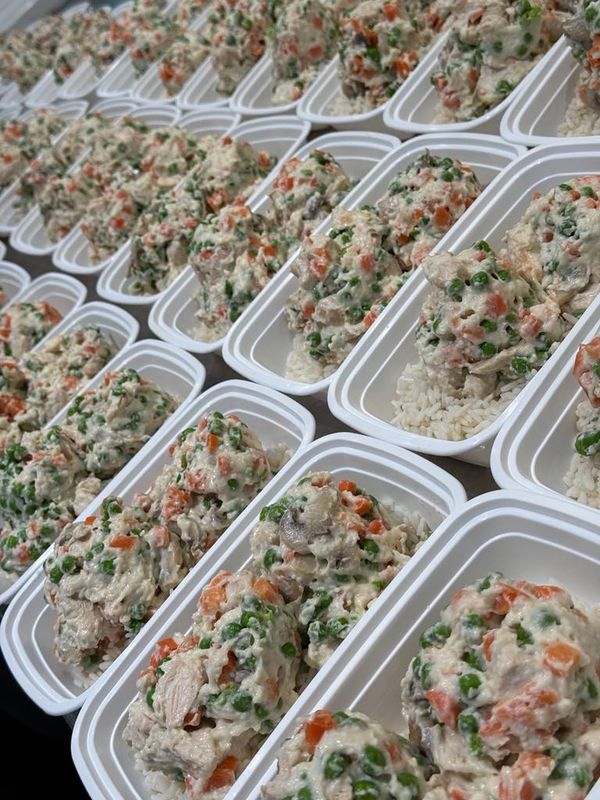 02. Chicken a la King with Mushrooms, Peas, Carrots &amp; Rice
