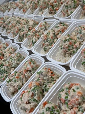 02. Chicken a la King with Mushrooms, Peas, Carrots &amp; Rice