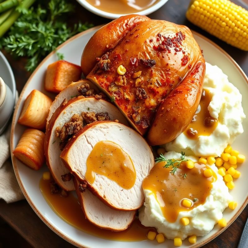 03. Turkey with Stuffing, Mashed Potatoes, Gravy and Corn                                   Limit one order