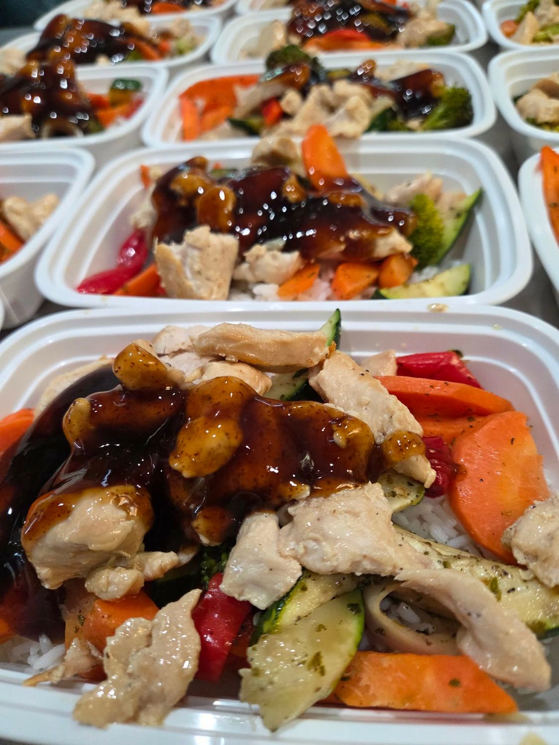 02. Honey Garlic Chicken Bowl, Stir Fry Vegetables &amp; Rice