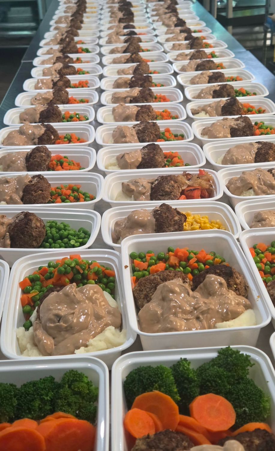 08. Salisbury Steak with Mushroom Cream Sauce, Vegetables &amp; Mashed Potatoes