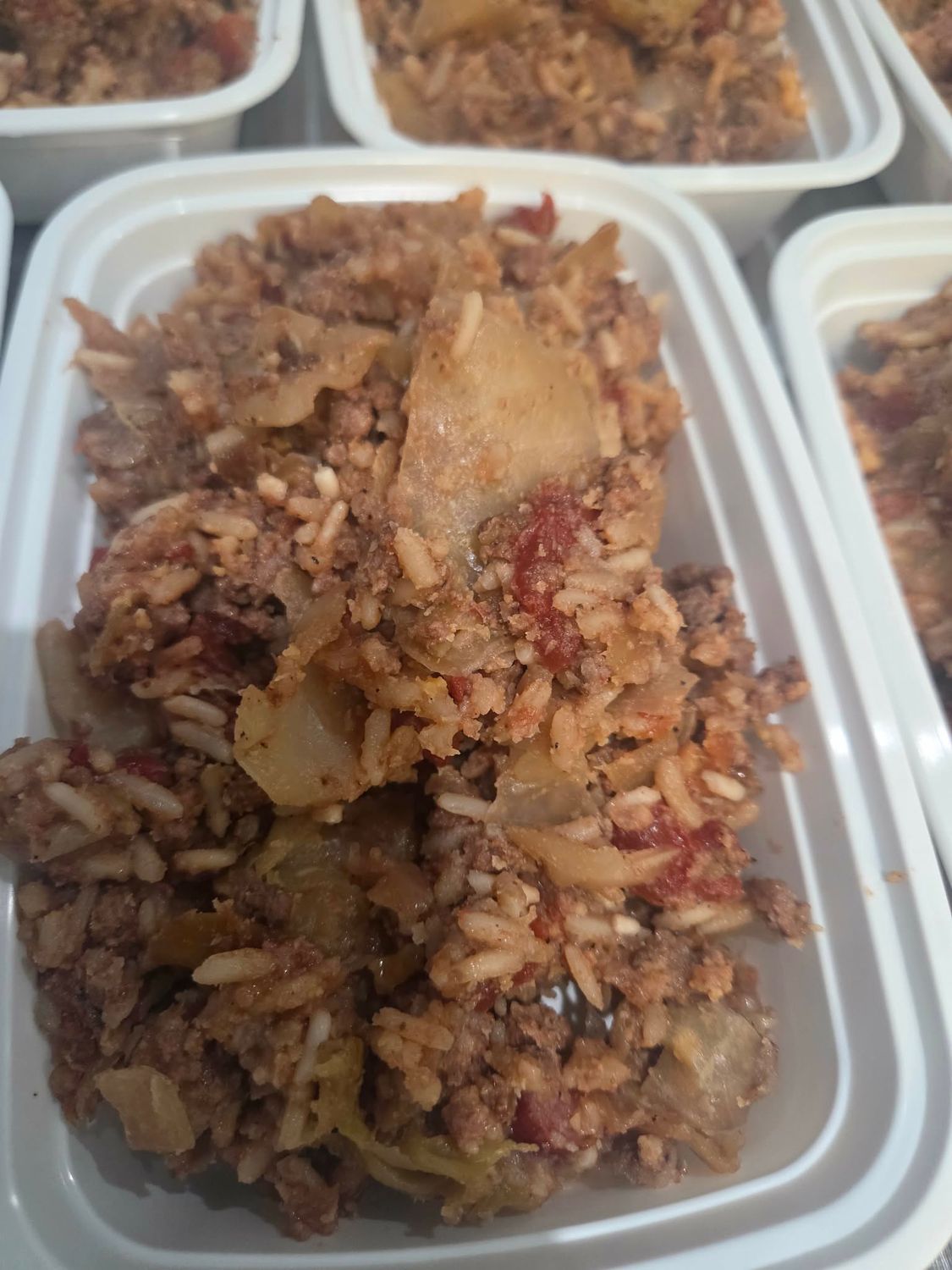 06. Unstuffed Beef Cabbage Roll Casserole with Tomato Sauce, Bacon and Rice [GF]