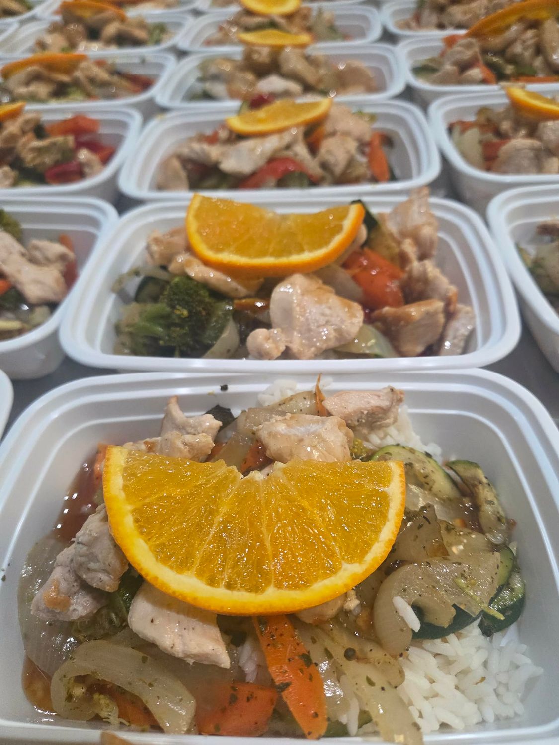 02. Orange Ginger Chicken Bowl, Stir Fry Vegetables &amp; Rice