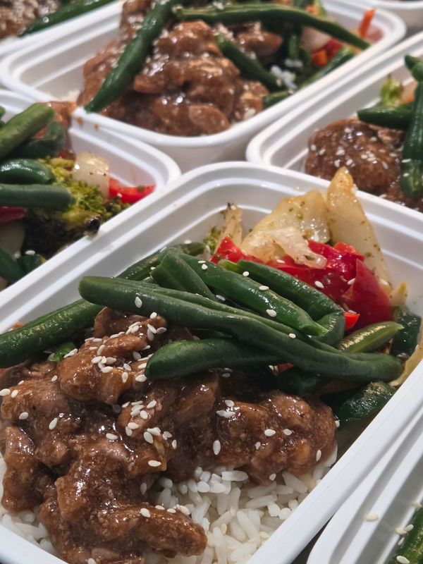 05. Sesame Pork Stir Fry Stir Fry Vegetables , Beans and Rice