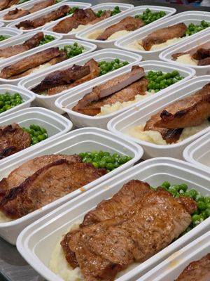 04. Glazed Pork Chops with Garlic Mashed Potatoes and Buttered Peas