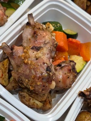 01. Greek Baked Chicken Drumsticks  with Feta, Lemon, Garlic and Herb Roasted Potatoes Carrots and Zucchini (GF)