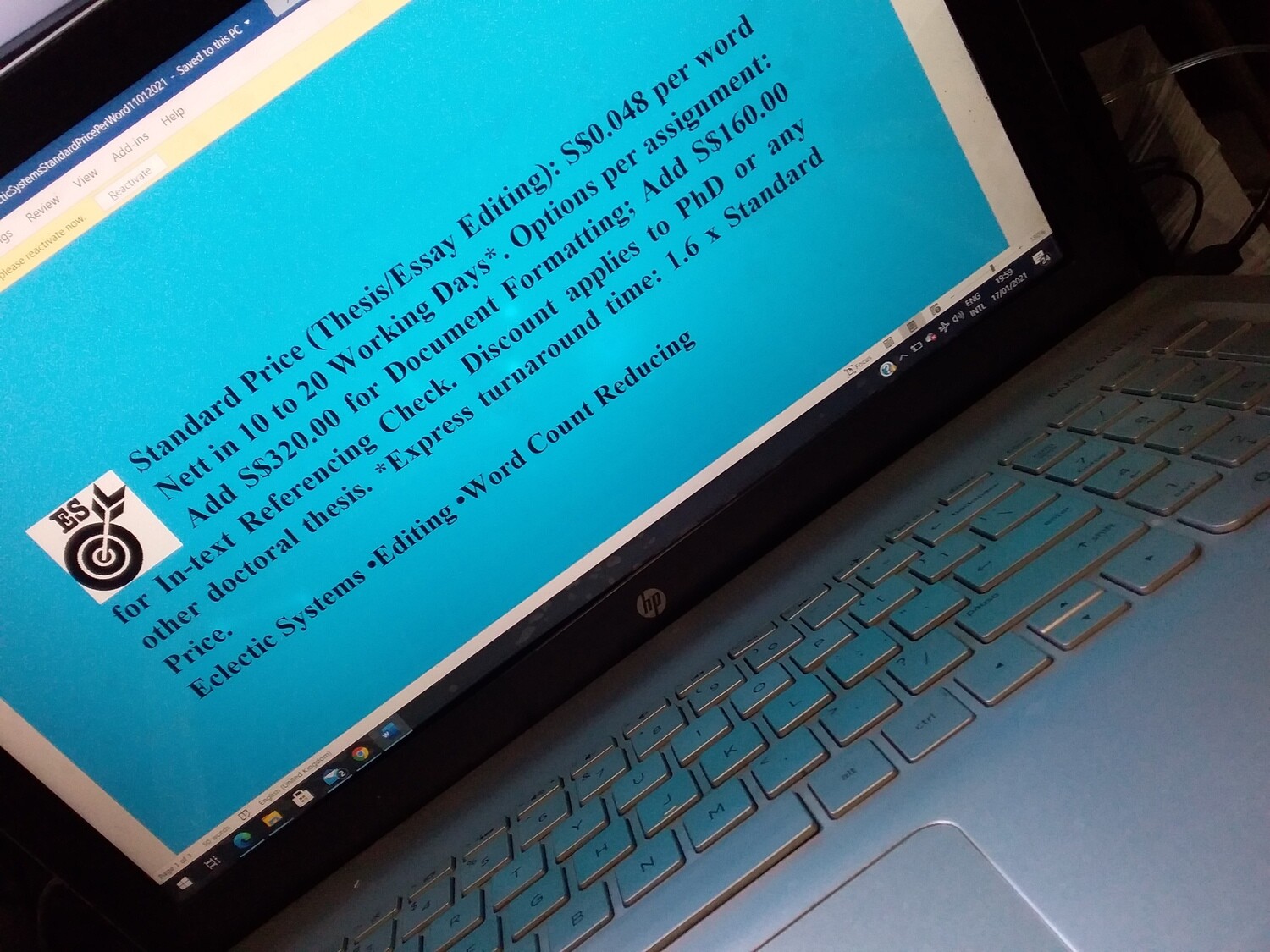 Eclectic Systems&#39; Standard Editing~~ With Formatting and With In-Text Referencing (at S$0.055 Per Word In 10 to 20 Working Days): 1 Unit (Quantity of 1) = 1000 words or S$55.00 ESSE-F-ITR