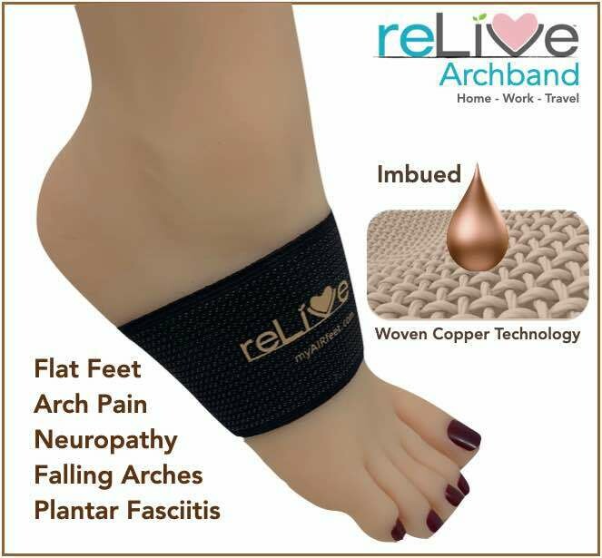 AIRfeet Copper Imbued Massaging/Compression ArchBAND - 2 pack