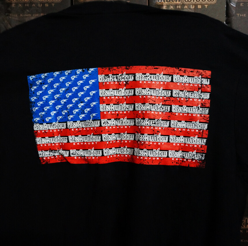 Black Widow Exhaust Shirt - American Flag